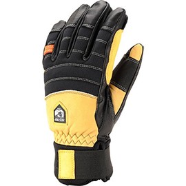 Hestra Unisex Army Leather Ascent 5 Finger Lined Glove for Mountaineering & Cold Weather - Black / Light Brown - 9