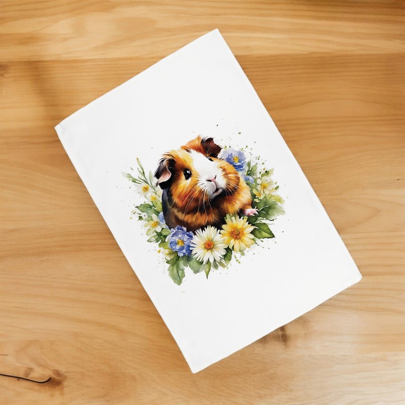 Purely Home Floral Guinea Pig Tea Towel - Pet Animals