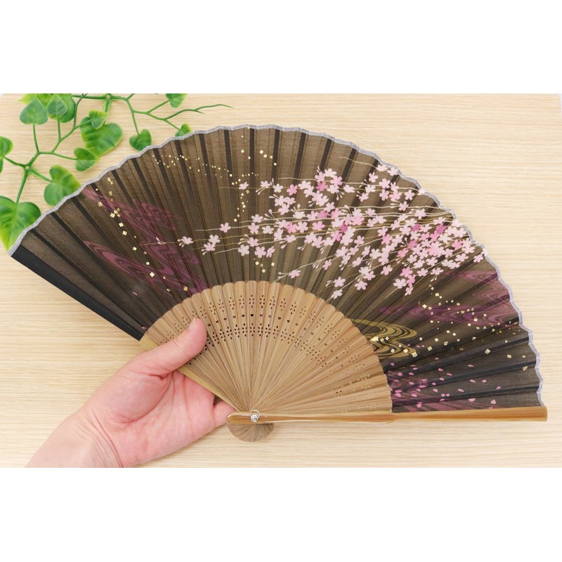 Asahi King Hand Fan Sakura Black Brown 131016