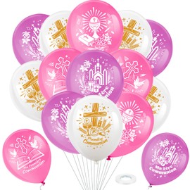 DPKOW Rose Ma Première Communion Balloons Pour Filles Rose Premier Communion Decorations