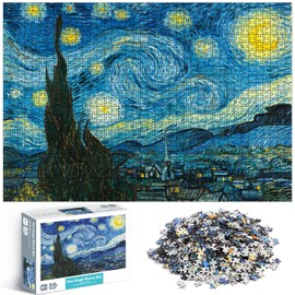 Hisemy Fine Art Puzzle 1000 Piezas para Adultos niños noche Estrellada Pintura al óleo Rompecabezas Juego de desafío decoración de la Pared del hogar