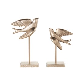 Deco 79 Metal Bird Decorative Sculpture Metallic Home Decor Statues with Stand, Set of 2 Accent Figurines 9", 7"H, Gold