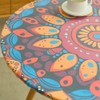 IBEQUEM Mandala Round Fitted Tablecloth with Elastic Edged, Ethnic Mandala