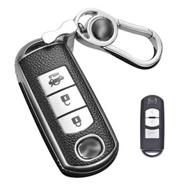 LETINGFAR Mazda Key Case, For Mazda Cars, Smart Key Case, Key Cover, Lightweight, Soft, TPU, 3 Buttons, Suitable for Mazda Atenza CX-4 CX-5, etc, white