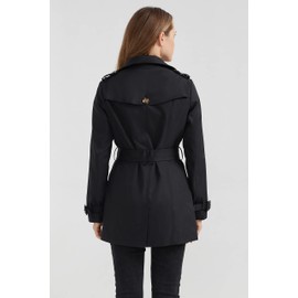 Orolay Women's Double Breasted Trench Coat Windbreaker Jacket with Belt Black L