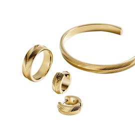 Fossil Women's Stainless Steel Band Rings, 8, Stainless Steel, No Gemstone