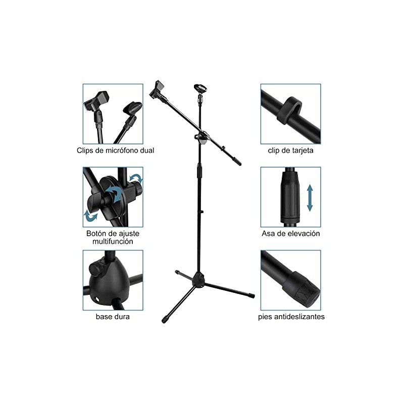 Soporte y Pedestal Para Micrófono,Altura Ajustable Plegable | con Bolsa