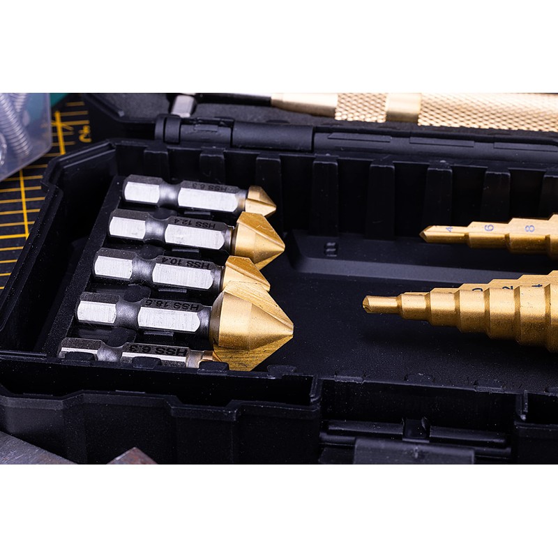 NordWolf 12-Piece HSS Titanium Metric Step, Countersink, Cone Drills with