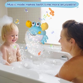 Hanmulee Crab Bath Bubble Toys for the Bathtub, Blows Bubbles and Plays 12 Children’s Songs, Automatic Bath Bubble Machine for Toddler Kids Baby Bath Toys Makes Great Gifts for 3 Years Girl Boy - BLUE