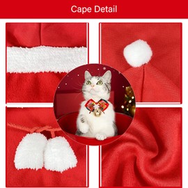 Pet Christmas Costume, Christmas Party Cute Cats and Dogs Costume, Christmas Party Dress Clothing, Adjustable Cape, Pet Winter Puppy Clothing Dress Up Christmas Party