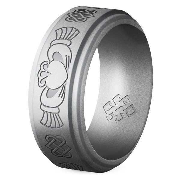 Knot Theory Claddagh Silicone Ring for Men - Smooth Silver