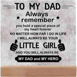 Daughter Gift for Dad - Acrylic Plaque with "To My Dad" Message, "Always Remember" & "My Dad and My Hero" Design, Desk Decor for Home Office Bedroom Living Room Decoration Christmas Wood Father Wooden Default