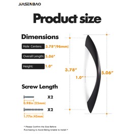 JIASENBAO Black Cabinet Pulls 3.78 Inch Arch Twisted Matte Black Handles Drawer Kitchen Cupboard Bathroom Dresser Cabinet Hardware Zinc Alloy 5 Pack