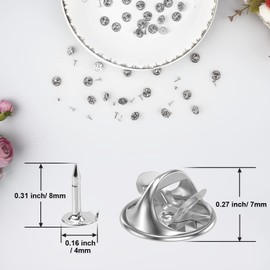 50 Pairs Metal Pin and Pin Backings, 8mm Length 4mm Width Blank Pins for DIY Enamel Pins Jewelry Gift Craft Making