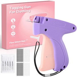 Fine Stitch Gun for Clothes, Stitchy Microstitch Gun, Quick Clothing Fixer, Handheld Stitch Tagging Gun for Clothing, Mini Sewing Gun Kit with 6 Needles, 1000 Black & 1000 White Fasteners (Purple)