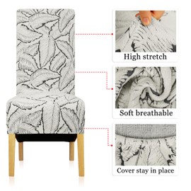 Lellen Oversized Chair Cover Set of 4 - XL Dining Room Chair Cover, Strench Extra Large Dining Chair Covers,Removable Chair Protectors Slipcovers,Kitchen Seat Covers for Home Living Room（Grey）