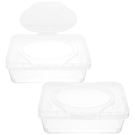 iplusmile 2 Pcs Wet Wipes Storage Box with Transparent Lid Waterproof and Durable Handy Dispenser for Travel and Home