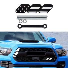 WINUERK Tri-Color Grille Badge Emblem, TRD Grille Decor Badge, 3-Color Upgrade Emblem, Car Decoration Accessories Fit for Tacoma 4Runner Tundra Sequoia Rav4 Highlander (Black Flag)