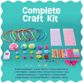 Headband Making Kit for Girls - Arts & Crafts Gift - Make Your Own Fashion Headbands for Kids - DIY Hair Accessories Set - Gift for Ages 5-12 Year Old Girl - Little Children's Art & Craft Gifts