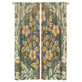 GoDazzling William Morris Botanical Art Windows Curtains Famous Floral Patterns Vintage Floral Patterns Blackout Curtains, for Living Room Bedroom 52x84in 2 Panels
