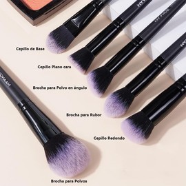 Set de Brochas de Maquillaje Profesional de Sintéticos - Kit 18 Piezas Brochas de Maquillaje, Profesional Juego de Brochas Kabuki Sintético, para Maquillaje Rubor Sombras de Brochas (Negro)
