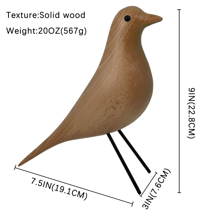 ThriBartLive Mid-Century House Bird Walnut Wood Home Décor, Modern Style