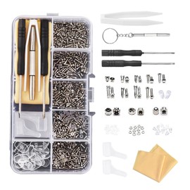 Aiweijia Eyeglass Repair Tool Kit, Professional Glasses Repair Kit with 500 Screws,Screwdriver, Nose Pads, Glasses Cloth, Tweezer,Portable Design for Home, Travel