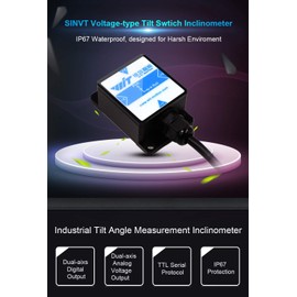 【SINVT-232 Voltage-output-type Tilt Switch】High-stability Dual-axis Analog (0-5V output, -90 degrees) Security Inclinometer, Anti-Vibration Tilt Angle Sensor (IP67) for Constructions Monitoring