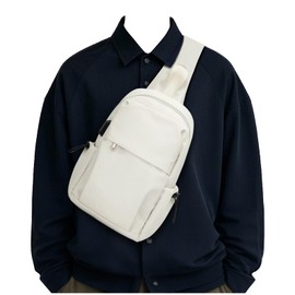 SZSYCN Men's Shoulder Bag, Waterproof Chest Bag, Crossbody Bag with USB Charging Port, Backpack, Sling Bag, Men, Small, for Work, Travel, Cycling,, B9-white, S