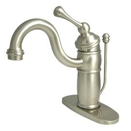 Kingston Brass KB1408BL Victorian Mono Block Lavatory Faucet, 6", Brushed Nickel