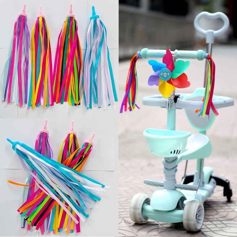 Taicols Kid's Bicycle Handlebar Streamers - 2 Pcs Rainbow Tassels