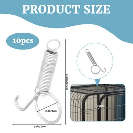 10 Pack Multi-Functional Metal Finger Spring Latch Hook for Rabbit Cage Door Dog Crate Lock Cat Door Latch for Fixing Small Animal, Rabbit, Dog, Parrot, Guinea Pig,Squirrel