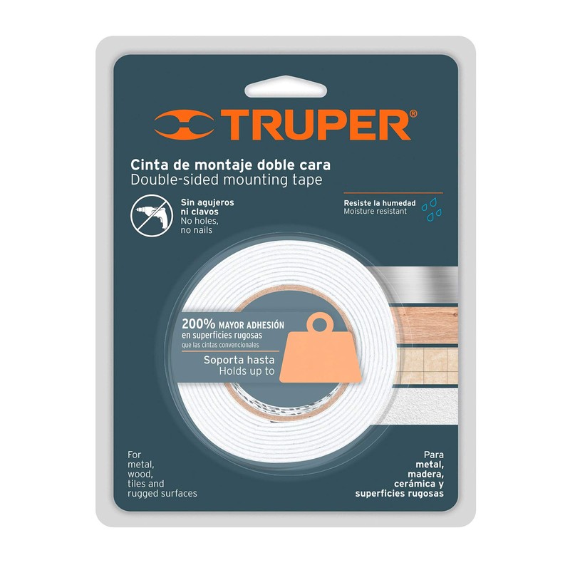 Truper CDC-25100, Cinta doble cara de 25 mm x 10