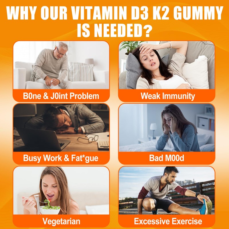 Vitamin D3 K2 Gummies for Adults - Vitamin D3 5000IU