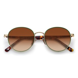 CARFIA Vintage Round Women's Sunglasses Polarised 100% UV Protection with Glasses Case Category 3 for Outdoor Driving, V5 gradient brown, M