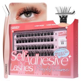 LASHVIEW Selbstklebende Wimpern, 3 Sekunden zum Aufsetzen, Super-Portabilit√§t Einfach f√ºr Einsteiger. 24-Stunden-Halt, Ideal f√ºr Jeden Anlass 72 St√ºck 10-16 mm (Z02)