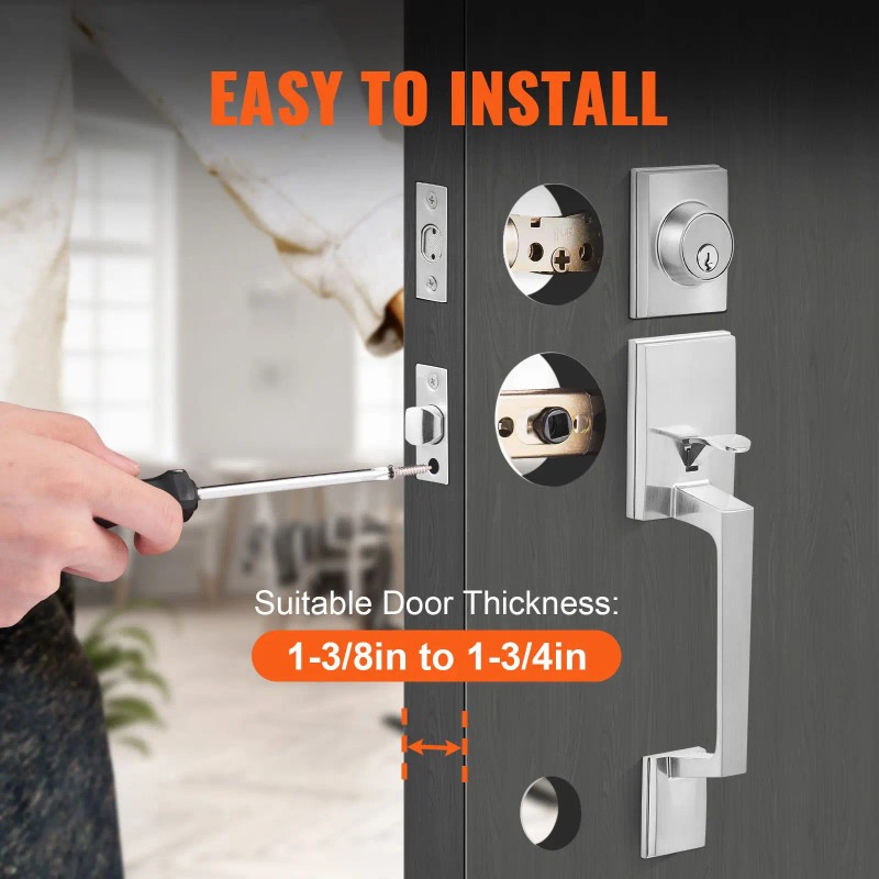 Adjustable Hole Space Reversible Entry Handle Set Square Front Door