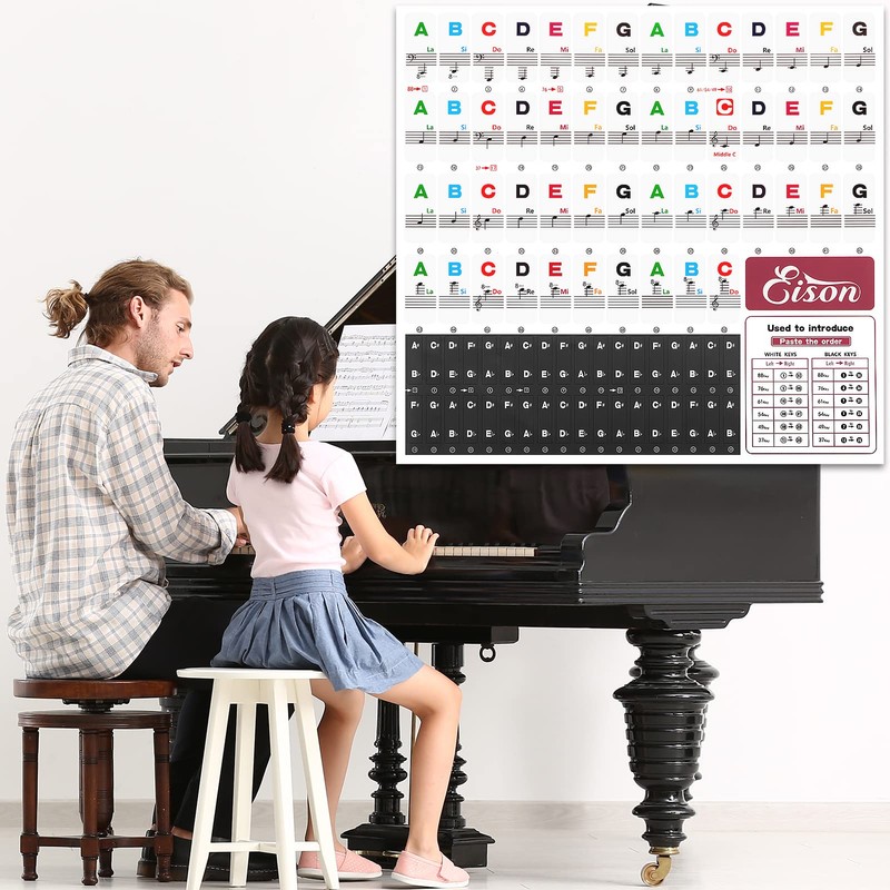 Piano Keyboard Stickers for Beginners Removable Piano Stickers for Keys