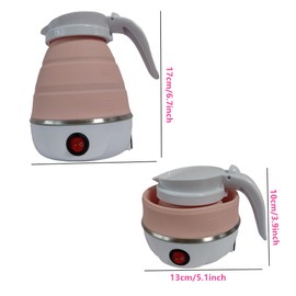 Travel Collapsible Electric Kettle, Silicone Collapsible Heating Water Boiler, Portable Tea Kettle for Coffee Fast Water Boiling Pot with Separable Power Cord 110V (Pink)