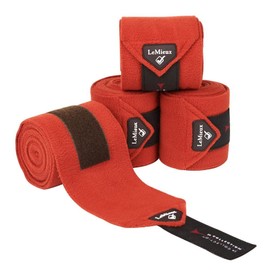 LeMieux Classic Polo Bandages in Sienna with Zipped Case - Soft Fleece Protection Wraps - 3.8 m Long - Pack of 4 - Full