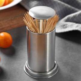 BaoFufc Stainless Steel Retractable Automatic Toothpick Dispenser Holder Container For Home Hotel Restaurant Toothpick Holder
