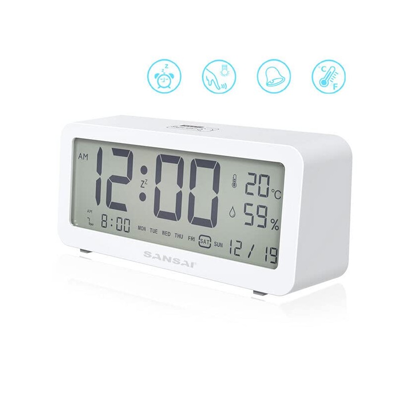 Sansai LED LCD Digital 12/24h Alarm/Snooze Clock/Date/Temperature 5.2" Display