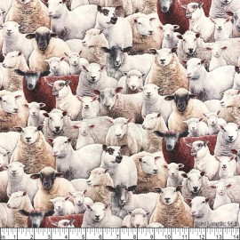 Elizabeth's Studio Elizabeths Studio - Farm Animals - Packed Sheep - Multi 600E-MLT, Fabric BTY