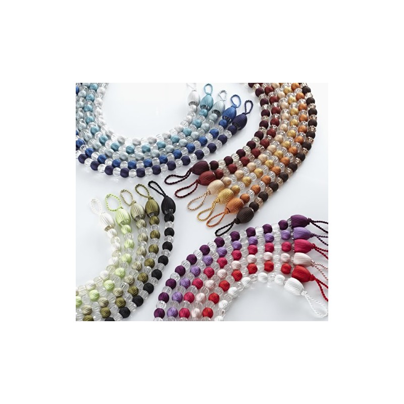 Alan Symonds Earle Beaded Rope Curtain Tie Back, Navy