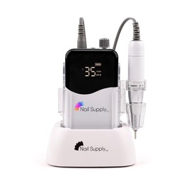 Nail Supply Inc. Pro Series 35K Hybrid E-File, 35000 RPM Professional Electric Nail File, Portable and Rechargeable, Cordless, Adjustable Speed, LED Display, White Color