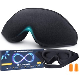 Antifaz para dormir para hombres y mujeres, antifaz para ojos con copa contorneada 3D mejorada,venda para los ojos, bloquea la luz, para transpirable y suave para dormir, yoga, viajar (negro)