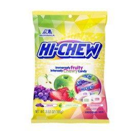 HI-CHEW Original Mix, Pack of 6 Bags, 3.53oz each | Strawberry Green Apple Grape | Unique Fun Soft & Chewy Taffy Candy | Immensely Juicy Fruit Flavors | Individually Wrapped for Sharing