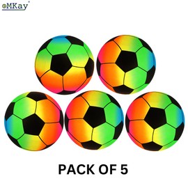 eMKay® Pack of 5 PVC Neon Rainbow Football for Kids – 20cm Rainbow Football, Uninflated – Garden, Beach, Pool Play – Party Bag Filler