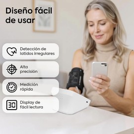 Femmto Baumanómetro Digital Monitor de Presión Arterial Hogareño Tensiómetro con Brazalete Ajustable 22-32 cm Blanco