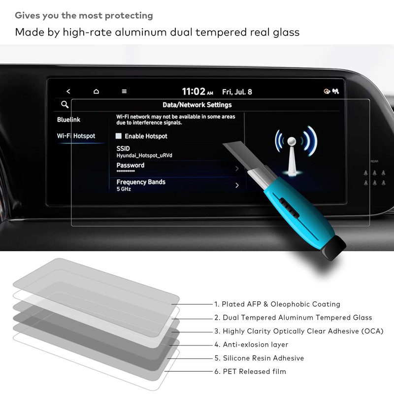 INNOSURE Premium Glass Screen Protector designed for 2023/2024/2025 Hyundai Palisade
